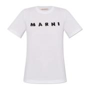 Marni T-shirt med tryckt logotyp White, Dam