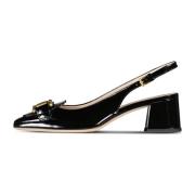 Tod's Metallkedja Detalj Sling-Back Pumps Black, Dam