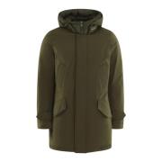 Woolrich Hög Krage Parka i Grön Green, Herr