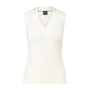 Hugo Boss Räfflad Topp med Cut-Outs White, Dam