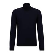 Hugo Boss Ull Turtleneck Tröja Musso Blue, Herr