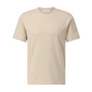 Ami Paris Logotyp T-shirt med Ribbad Rundhalsringning Beige, Herr