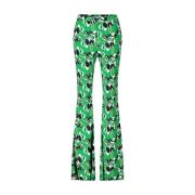 Diane Von Furstenberg Elegant Flare Leg Mönstrade Byxor Green, Dam