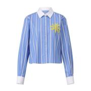 Msgm Randig Skjortblus Blue, Dam