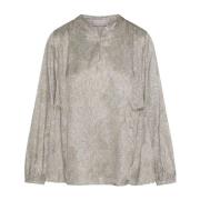 Hemisphere Silkkara blus med volanger Beige, Dam