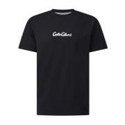 Carlo Colucci T-shirt med logotryck, avslappnad stil Black, Herr