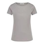 Stefan Brandt Mjuk bomull T-shirt, rund hals, rak passform Gray, Dam