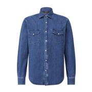 Moorer Klassisk Denim Skjorta Blue, Herr