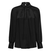 Guess Svart hög hals blus långa ärmar Black, Dam