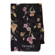 Twinset Blommig Tryck Sjal Kollektion Black, Dam