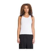 Jean Paul Gaultier Räfflad tanktop med overallspännen White, Dam