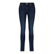 7 For All Mankind High-Waist Skinny Jeans med Stickdetails Blue, Dam