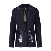 Marc Cain Sportig Jerseyblazer med Materialmix Blue, Dam