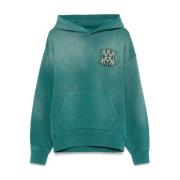 Amiri Blå Grön Ribbad Nederkant Hoodie Blue, Herr