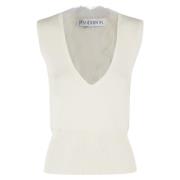 JW Anderson V-ringad spetsdetalj topp White, Dam