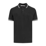 Moncler Kontrasterande Profiler Bomull Polo Skjorta Black, Herr