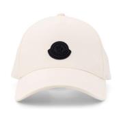 Moncler Bomull Logo Patch Justerbar Rem Hatt White, Herr