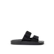 Balenciaga Mallorca Krokodiltryck Sandal Black, Herr