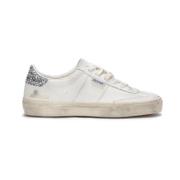 Golden Goose Lädersneakers med glittrande häl White, Dam