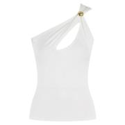 Federica Tosi Enaxlad Viskos Stretch Juvel Topp White, Dam