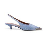 Paris Texas Denim slingback med metalltå Blue, Dam