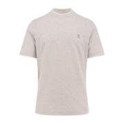 Brunello Cucinelli Logotyp Broderad Bomull T-shirt Gray, Herr