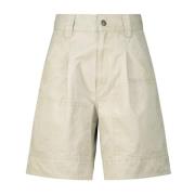 Isabel Marant Högmidjade bomullsshorts med stiliga detaljer Beige, Dam