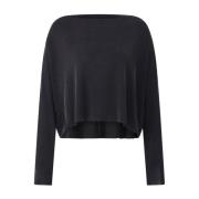 Drykorn Elegant Topp med Vattenfallshals och Långärmad Black, Dam