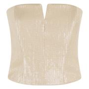 Federica Tosi Raffia Paljett Bustier Topp Beige, Dam