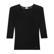 Saint Laurent Monogramdetalj Viskostopp Italien Tillverkad Black, Dam