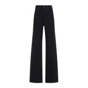 Saint Laurent Midnight Black Wide Leg Pants Black, Dam