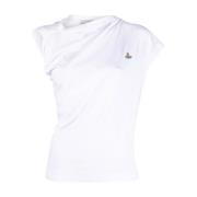 Vivienne Westwood Vit Bomull Asymmetrisk Topp Broderad Logotyp White, ...