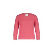 Allude Räfflad ull-kashmir tröja Pink, Dam