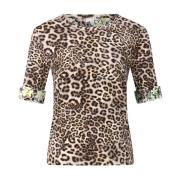 Marc Cain T-shirt med djurtryck och blomdetaljer Brown, Dam