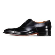 Santoni Lädersnörskor Made in Italy Black, Herr