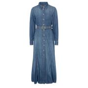 Ganni Denim Maxi Klänning Blue, Dam