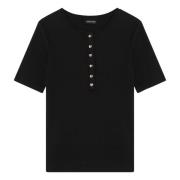 Anine Bing Kortärmad Rund Hals T-shirt Black, Dam