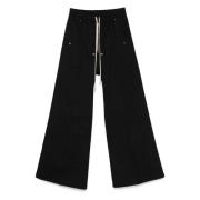 Rick Owens Svarta Breda Ben Byxor Elastisk Midja Black, Herr