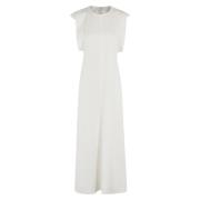 Victoria Beckham Elegant Midi Klänning med Cap Sleeves White, Dam