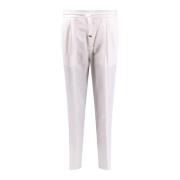 Brunello Cucinelli Linne Bomull Dragsko Byxor White, Herr