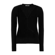 Jil Sander Svart ullblandad tröja Black, Dam