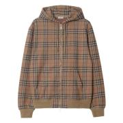 Burberry Brun Zip Hoodie med Kangaroo Fickor Brown, Herr