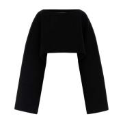 Jil Sander Stilig Svart Ullblandad Cape Black, Dam