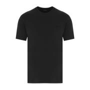 Ermenegildo Zegna Svart Bomull Logo Broderad T-shirt Black, Herr