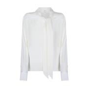 Alexander McQueen Vit Georgette Skjorta med Halsduk Detalj White, Dam