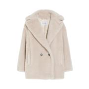 Max Mara Lyxig Teddyjacka med Alpacka och Silk Beige, Dam