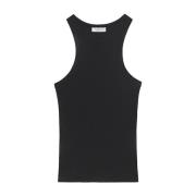 Anine Bing Svart Ribbad Tanktop Black, Dam