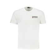 Napapijri Tryckt Logotyp Bomull T-shirt White, Herr