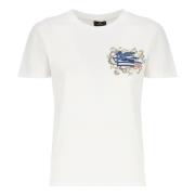 Etro Vit Bomull T-shirt med Logobroderi White, Dam