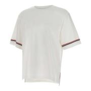 Thom Browne Vit Interlock Bomull T-shirt med Logotyp White, Herr